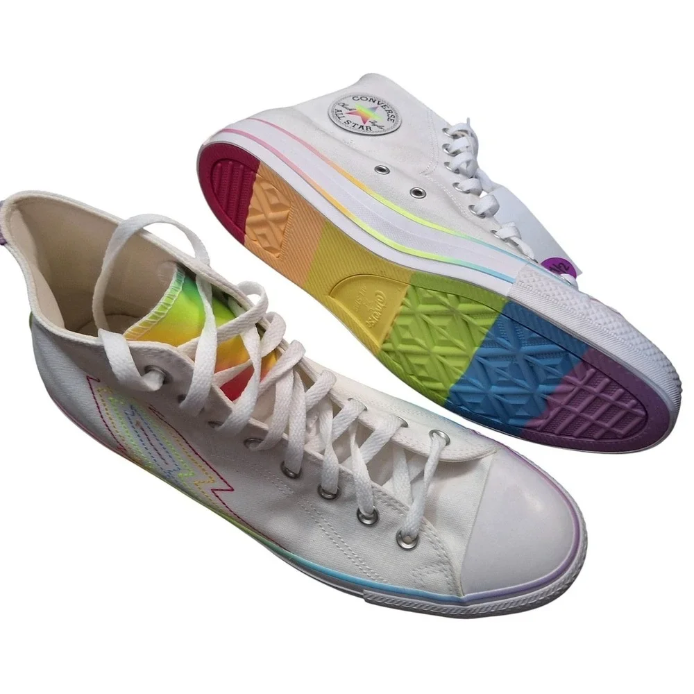 Converse Chuck Taylor CTAS All Star Shoes Men's 10.5 Hi Pride Rainbow A10216C - Picture 3 of 6